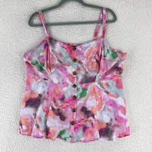Torrid Pink Fit &‎ Flare Rayon Twill Button-Front Tank Top Sleeveless Size 1X